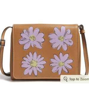 Vera Bradley Small Flap Faux Leather Hipster Tan w floral design